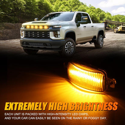 Lot de 5 LED avant feux de calandre style Raptor orange éclairage pour Chevrolet Silverado 2500HD 2020–2021 – vue 4