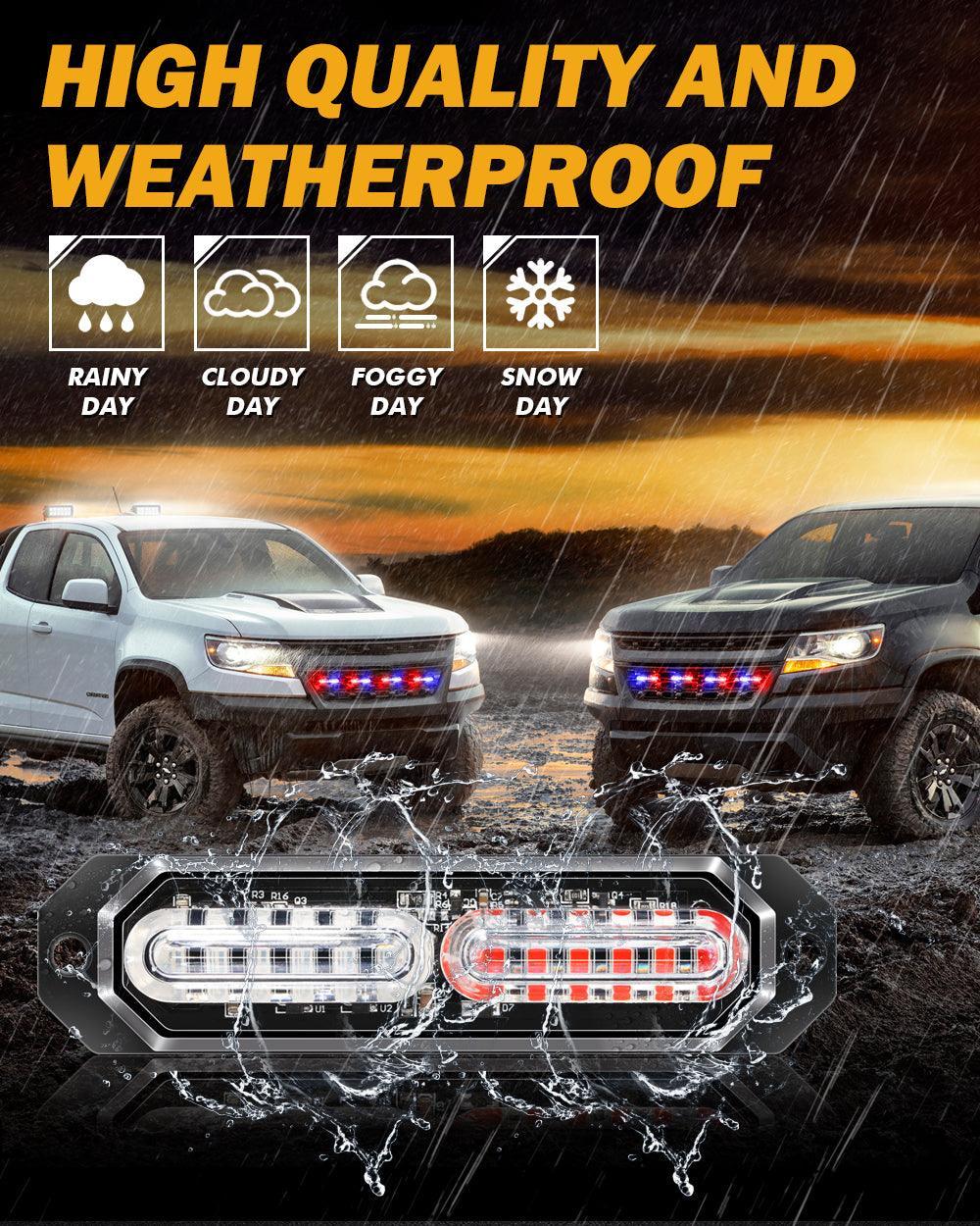 (4PSC/SET) 12LED Emergency Surface Mount Grill feu à éclats pour Trucks Vehicles ATV RV Cars Van – vue 3
