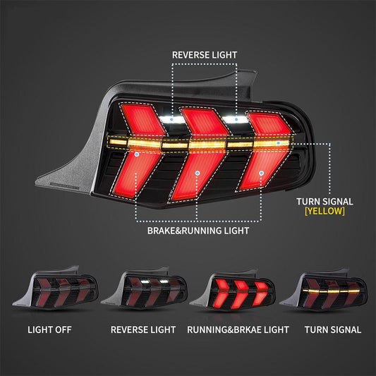 LED bloc de feux arrière avec orange séquentiel clignotant Smoked pour 2010–2012 Ford Mustang 5th Gen (S-197 II) Pre-Facelift