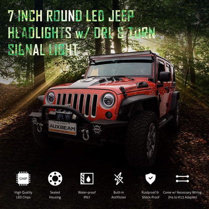 7″ LED Halo phares & 4″ 30 W LED antibrouillards avec blanc DRL avec orange clignotant pour Jeep Wrangler2007-2018 JK – vue 4