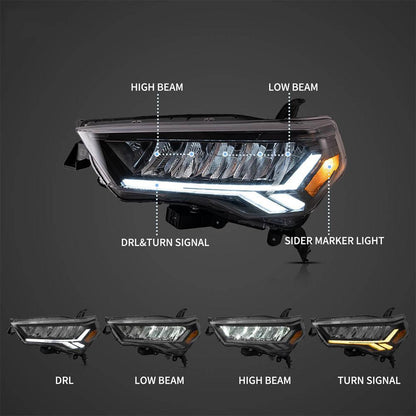 LED bloc optique avant Reflection Bowl chromé pour 2014–2022 Toyota 4Runner 5th Gen (N280) – vue 3 – NOVADOMIO