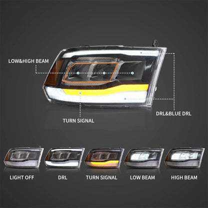 LED bloc optique avant Reflection Bowl pour 2009–2018 Dodge Ram 4th Gen 1500 2500 3500 – vue 3 – NOVADOMIO