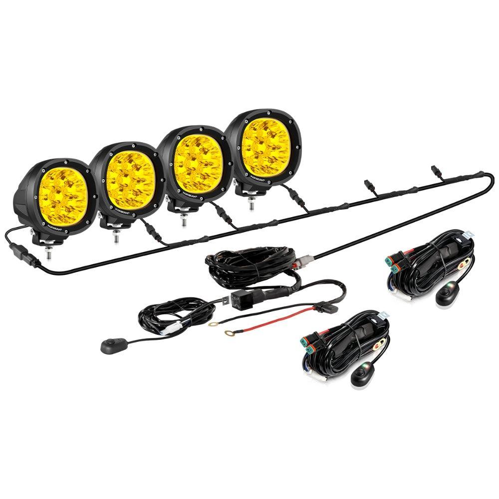 P4 série | 4 Inch 90W Round LED Driving Lights Spot orange Pod Lights – vue 17