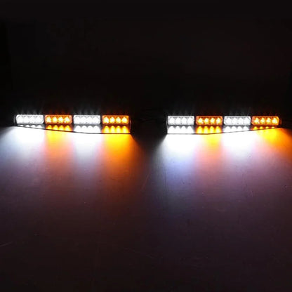 17″ Dual Visor blanc&orange stroboscopique Barres lumineuses 20 clignotant motifs avec contrôleur panneau de commande pour