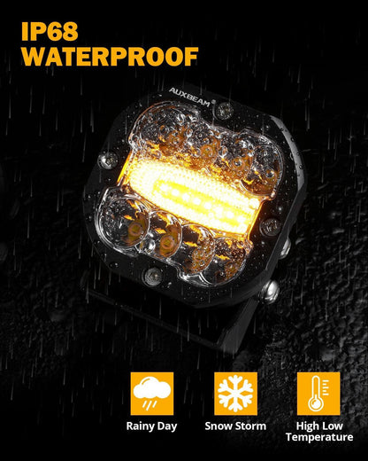 3″ 96 W 9 600 lm projecteurs LED compacts 6 modes feu LED longue portée avec montant A support de montage pour Ford Bronco