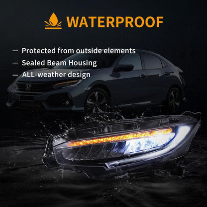LED bloc optique avant Reflection Bowl chromé pour 2016–2021 Honda Civic 10th Gen (FC/FK) – vue 10 – NOVADOMIO
