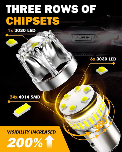 1157 BAY15D Ampoules LED pour recul, clignotants, stop et feux arrière 14W 6000LM sans erreur CAN-bus 6500K blanc Y2 série