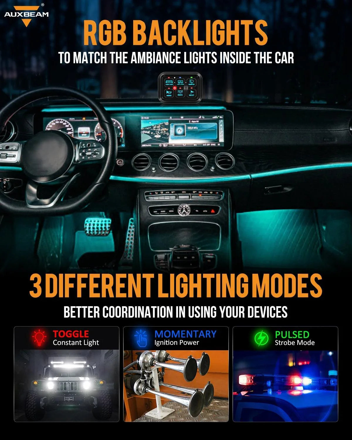 RA60 RGB panneau de commande, Toggle/ Momentary/ Pulsed Mode Supported (One-Sided Outlet) – vue 3