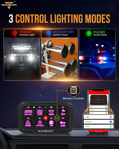 AR-800 RGB panneau de commande + 3″ projecteurs LED compacts avec blanc&jaune Cover – vue 3 – NOVADOMIO