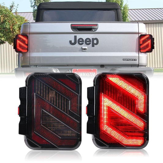 Tail Lights Compatible avec Jeep Gladiator JT 2020-2024 Unique S Shaped Design