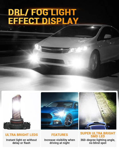5202 LED antibrouillard/DRL ampoules pour Ford Mustang Shelby GT500KR 2008–2009 – vue 3 – NOVADOMIO