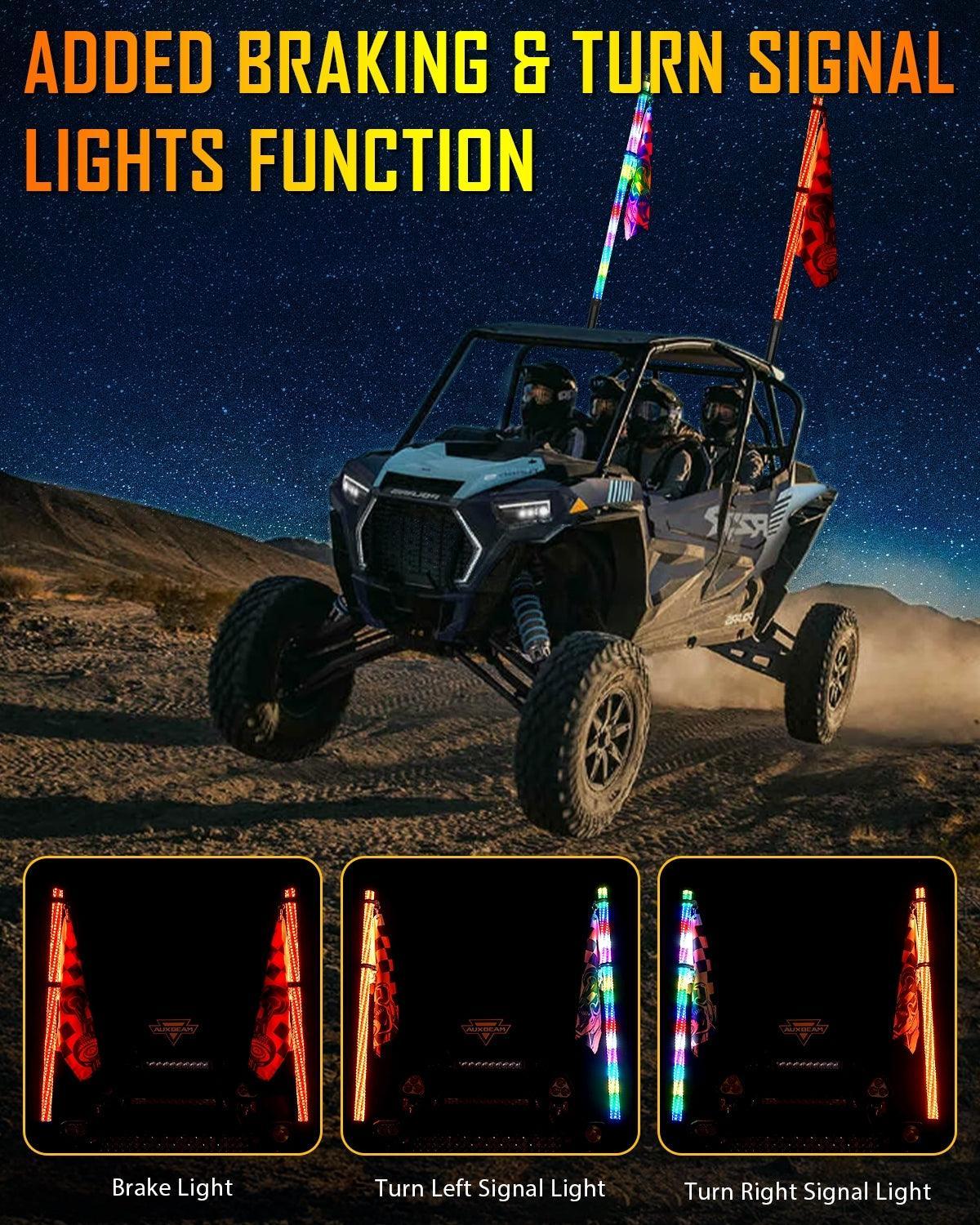 New 3.8FT LED RGB Whip Lights avec clignotant & Brake Light, Bluetooth APP/ Remote Control – vue 5