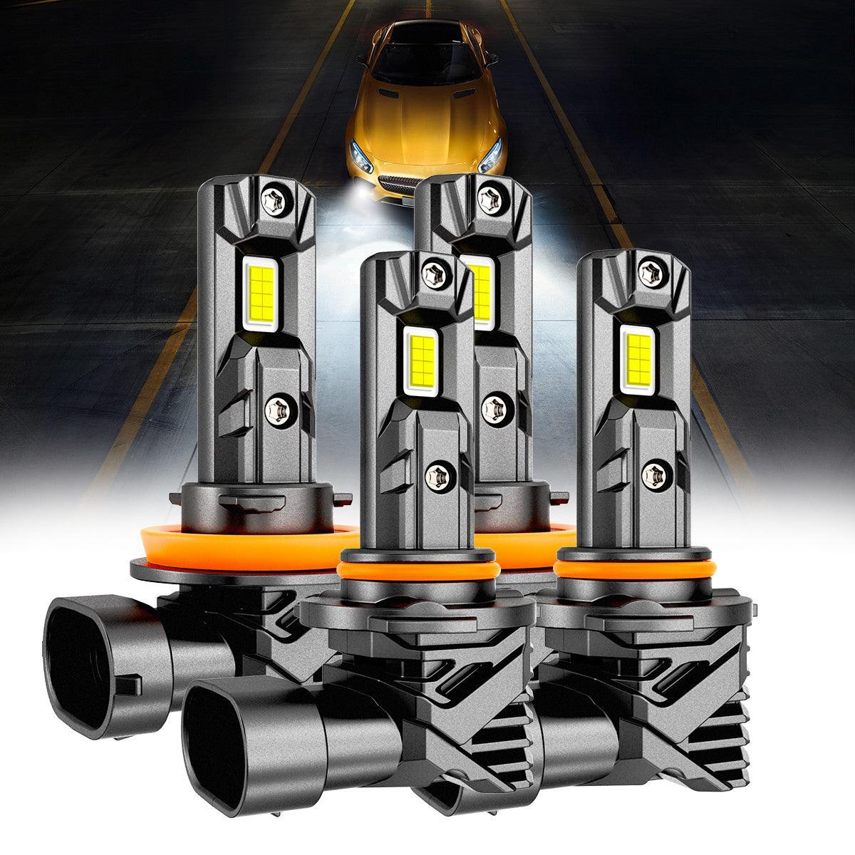 9005+H11 Ampoules de phare LED/Fog Lights Q15 série sans ventilateur&Wireless 60W 18000LM 6500K blanc froid – 4 ampoules