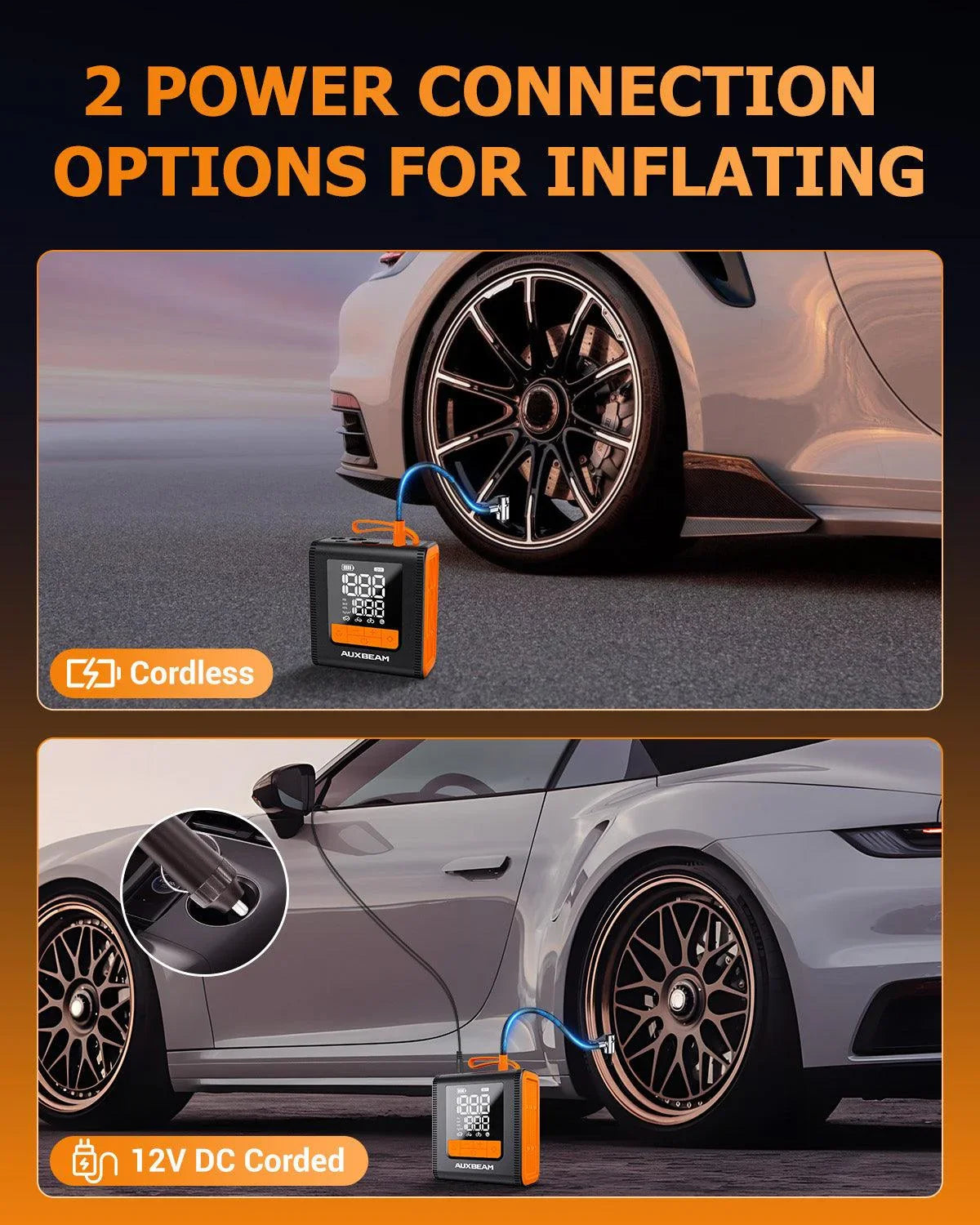 Model-H4 19mm Cylinder Portable Car Tire Inflator Air Compressor Pump pour Pickup Truck Car Motorcycle Bike Ball – vue 4