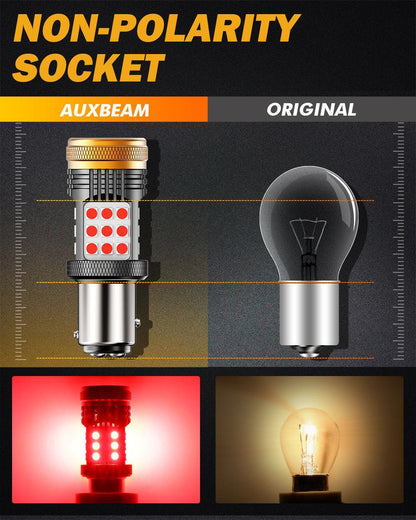 1157 BAY15D Ampoules LED pour feux stop et arrière 56 W 600% Hight Brightness sans erreur CAN-bus rouge B21 série – 2