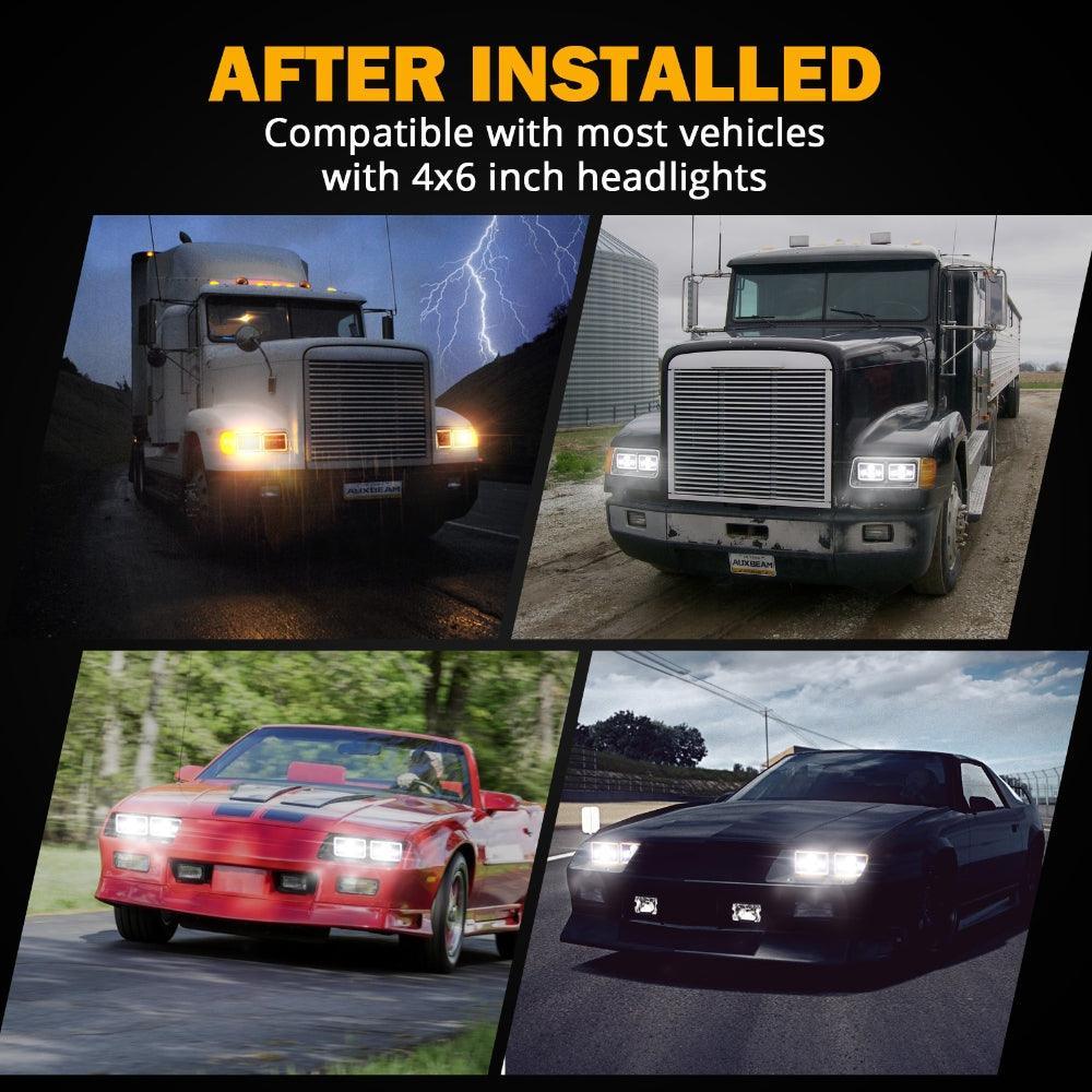 4x6 LED Headlights Hi/Lo Sealed Beam w/DRL&clignotant Light DOT Approved Compatible avec Peterbil Kenworth Freightline – vue…