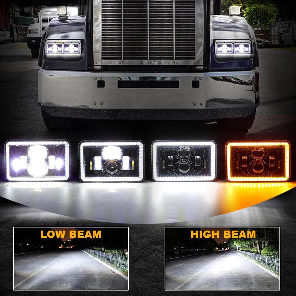 (2PCS/SET) 4x6" Sealed Beam LED Headlight avec Hi-Lo Beam & DRL orange clignotant Light – vue 2
