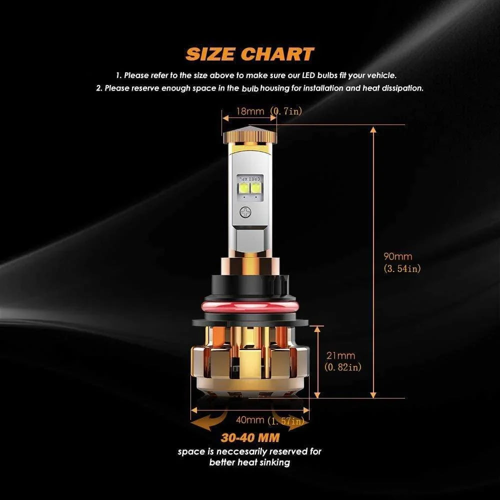 (2pcs/set) 9004 Ampoules LED F-16 série 12000LM 60W 6000K lumière blanche – vue 2