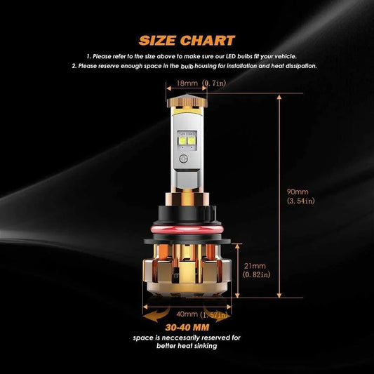 Lot de 2 9004 Ampoules LED F-16 série 12 000 lm 60 W 6 000 K lumière blanche – vue 2 – NOVADOMIO