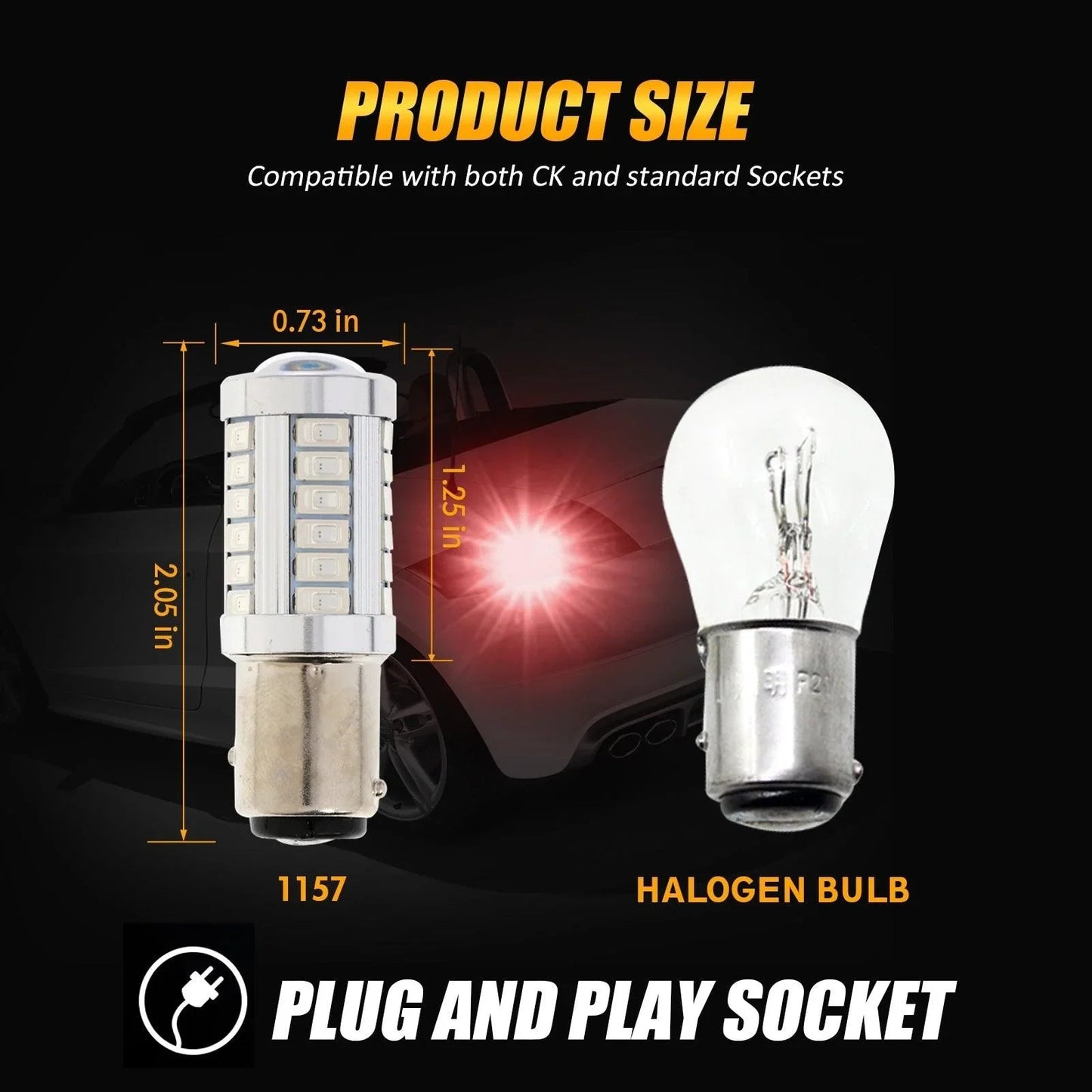 1157 BAY15D Ampoules LED pour feux stop et arrière 20W 4000LM rouge 33LED série – 2 ampoules – vue 7