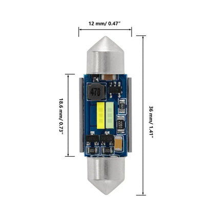 Lot de 2 bicolore à commutation 36 mm DE3174 3425 6461 11005 12854 1.42″ 1860CSP 6 500 K blanc froid& bleu glacier LED