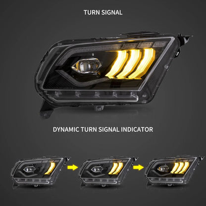 LED bloc optique avant projecteur double faisceau noir pour 2010–2014 Ford Mustang 5th Gen Facelifted – vue 4 – NOVADOMIO