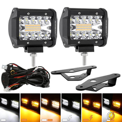 4″ 6 modes blanc&orange feu LED de travail projecteurs LED compacts avec Dual montant A support de montage pour Ford Bronco