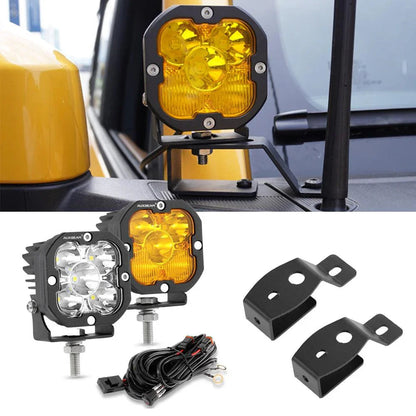 3″ 80 W 9 600 lm projecteurs LED compacts blanc&jaune avec montant A support de montage pour Ford Bronco 2/4 portes 2021 2022