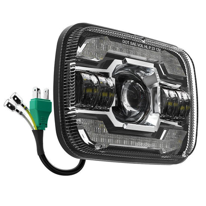 Starlight Flow série 7×6″ optique scellée phares LED avec feux de route/croisement & orange clignotant blanc DRL pour Jeep