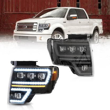 LED bloc optique avant Matrix Projector noir pour 2009–2014 Ford F150 12th Gen modèles – vue 8 – NOVADOMIO