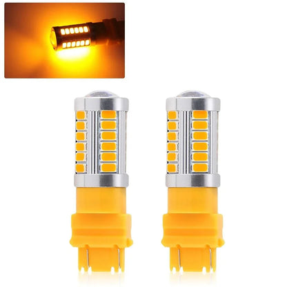 T25 3157 3156 Ampoules LED pour clignotants avant/arrière et feux latéraux 20W 4000LM 3500K orange 33LED série – 2 ampoules