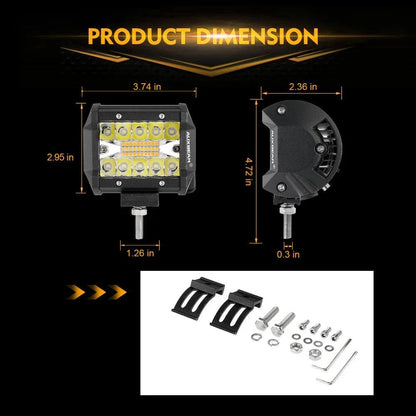4″ 6 modes blanc&orange feu LED de travail projecteurs LED compacts avec Dual montant A support de montage pour Ford Bronco