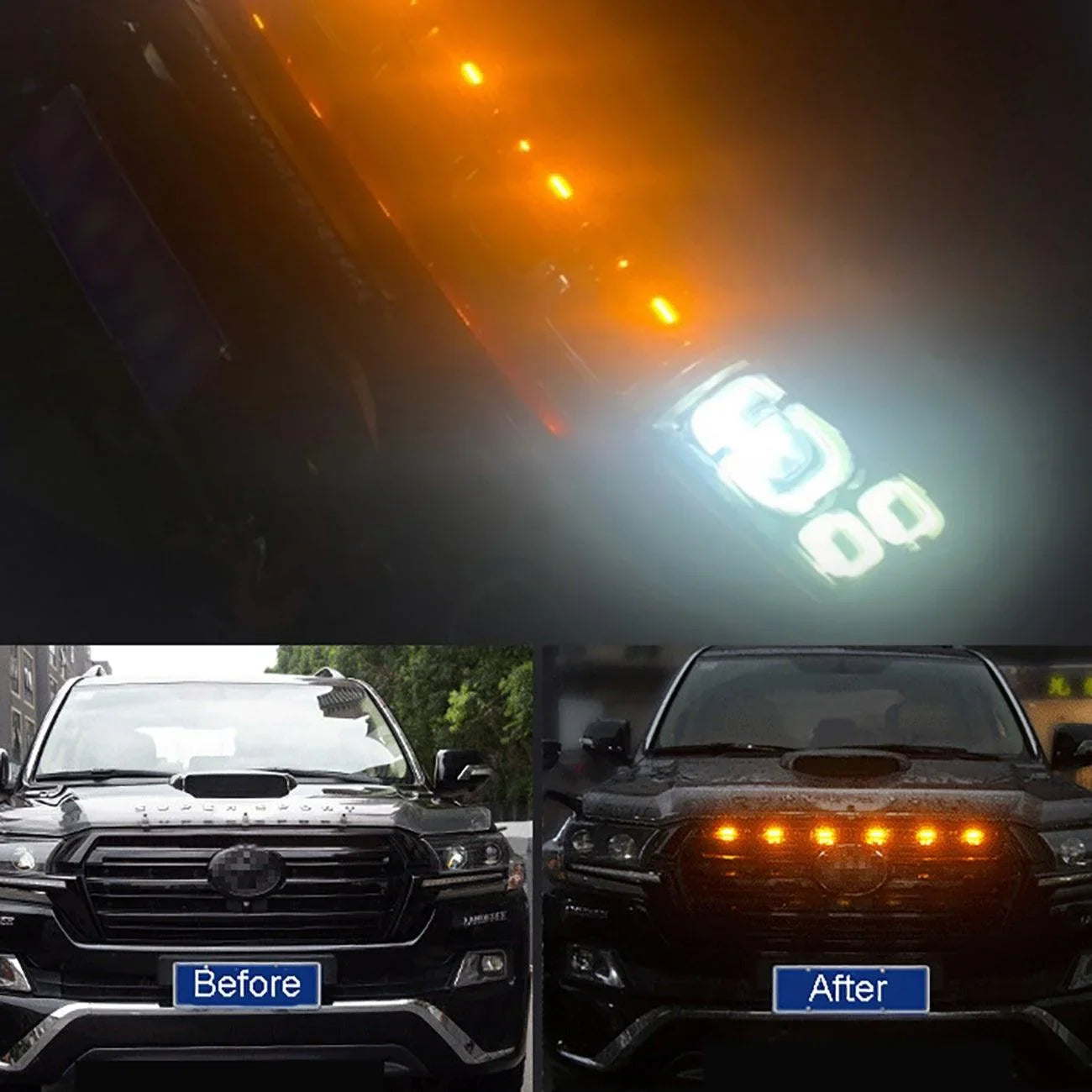 (4pcs/set) LED Front Hood Grille Lights Raptor Style orange Light Fit pour Pickup Truck Off-Road SUV (orange Shell/ Smoked S…