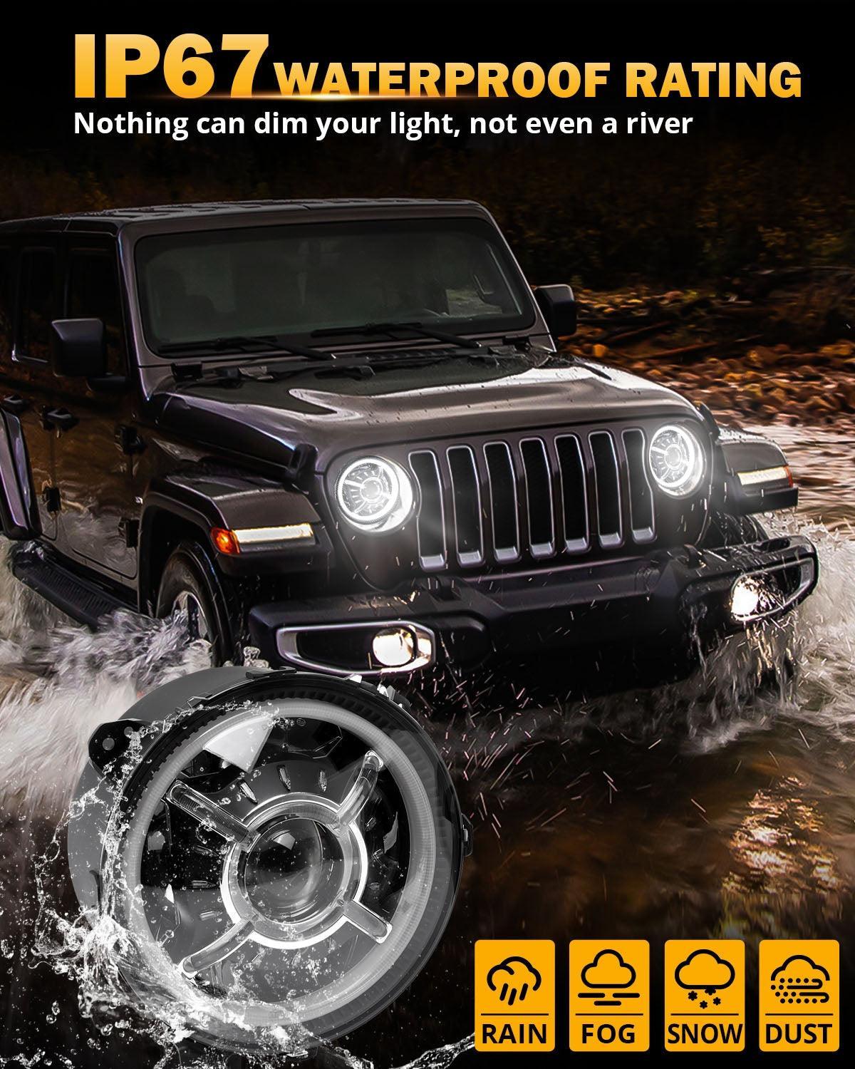 9 Inch 100W Dot Approved LED Headlights avec Halo DRL&clignotant High/Low Beam pour 2018-2023 Jeep Wrangler JL Sport Sahara…