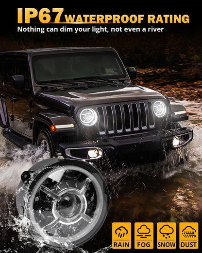 9″ 100 W homologation DOT phares LED avec Halo DRL&clignotant feux de route/croisement pour 2018–2023 Jeep Wrangler JL Sport