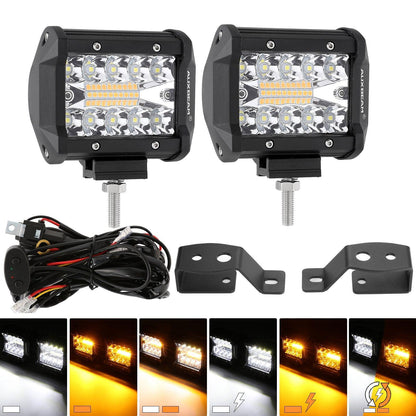 4″ 6 modes blanc&orange feu LED de travail projecteurs LED compacts avec montant A support de montage pour Ford Bronco 2/4