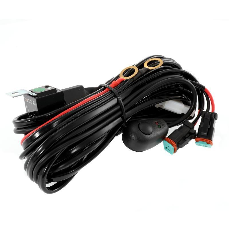 (2 Leads 16AWG) DT Connector Barres LED Wiring Harness Kit avec Fuse 12V 40A Relay ON/OFF Switch