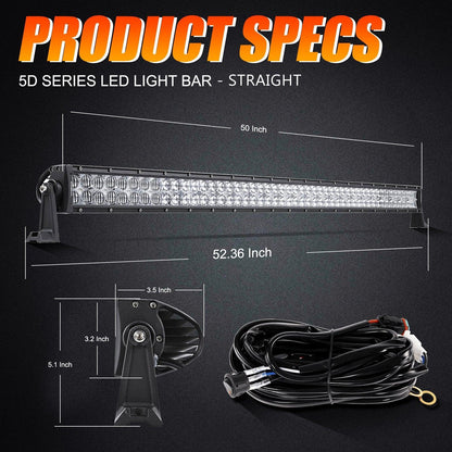 50″ 5D série droit/courbé faisceau combiné Double Row Barres LED pour SUV ATV UTV camions pick-up bateau – vue 4 – NOVADOMIO