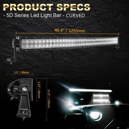 50″ 5D série droit/courbé faisceau combiné Double Row Barres LED pour SUV ATV UTV camions pick-up bateau – vue 6 – NOVADOMIO
