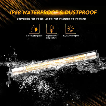 30″ 6 modes blanc&orange droit tout-terrain Barres LED – vue 7 – NOVADOMIO