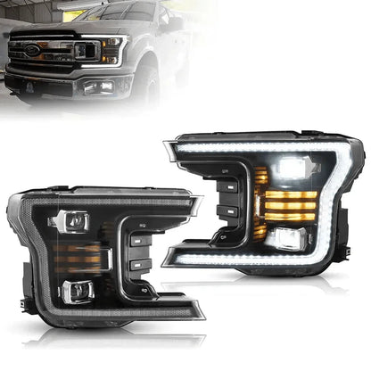 LED bloc optique avant projecteur double faisceau noir pour 2018–2020 Ford F150 13th Gen Facelifted – vue 9 – NOVADOMIO