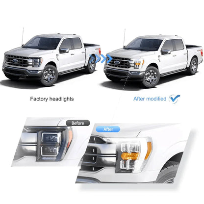 LED bloc optique avant Reflection Bowl pour 2021–2023 Ford F150 14th Gen chromé – vue 5 – NOVADOMIO