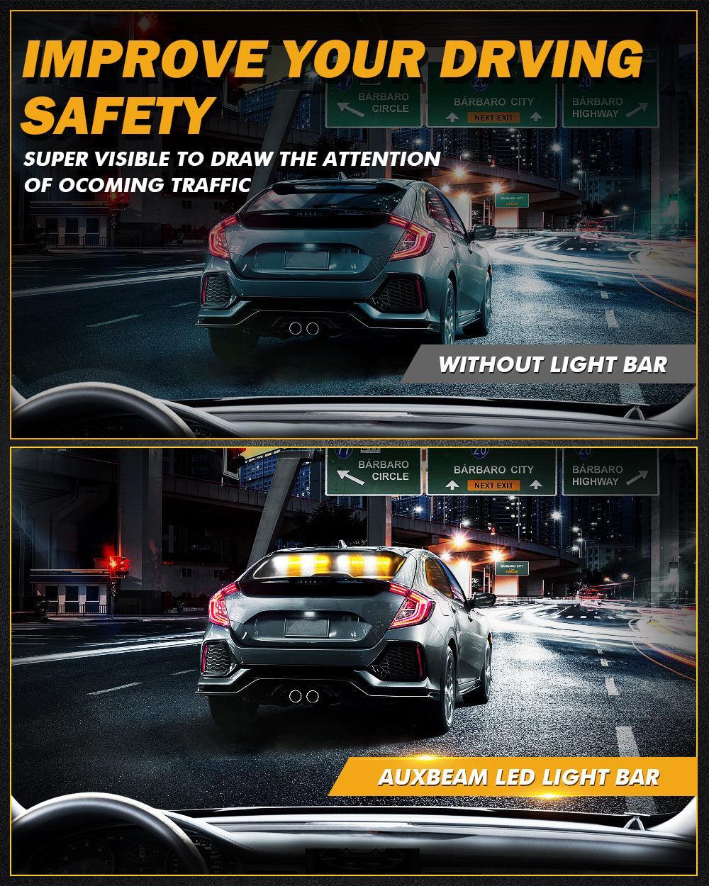 17" Dual LED Directional Emergency Traffic Advisor Barres lumineuses 20 Flashing Patterns avec Suction Cup Mount pour Vehicl…
