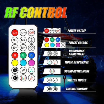 Magic Dream couleur RGB éclairage sous caisse LED Strip feux Kit avec Bluetooth APP & Télécommande sans fil avec fonction feu