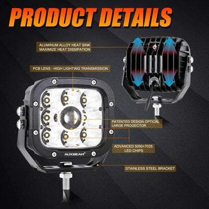 5 pouces 110W blanc/orange Spot Light Projecteurs LED longue portée pour Dodge Ram 1500/2500/3500 – vue 8 – NOVADOMIO