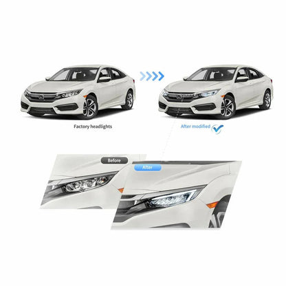 LED bloc optique avant Reflection Bowl chromé pour 2016–2021 Honda Civic 10th Gen – vue 6 – NOVADOMIO