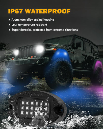 RGB LED éclairages de soubassement Kit avec Bluetooth APP & Télécommande sans fil, Multicolor Neon éclairage sous caisse avec