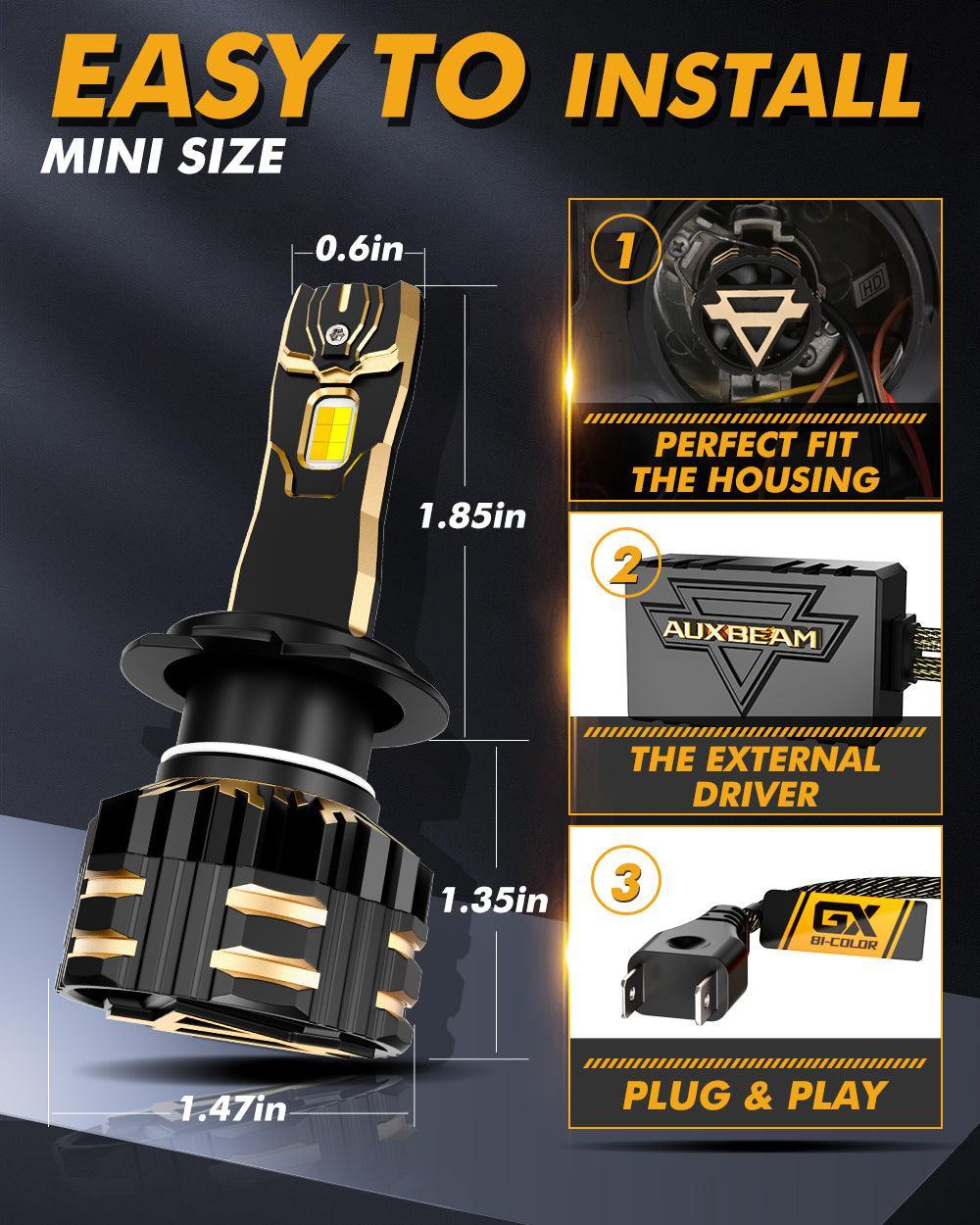 H7 LED Bulb Fog Lights/Low Beam Lights 110W 25000LM GX Bi-Color série High Power & Brightness bicolore à commutation – 2 amp…