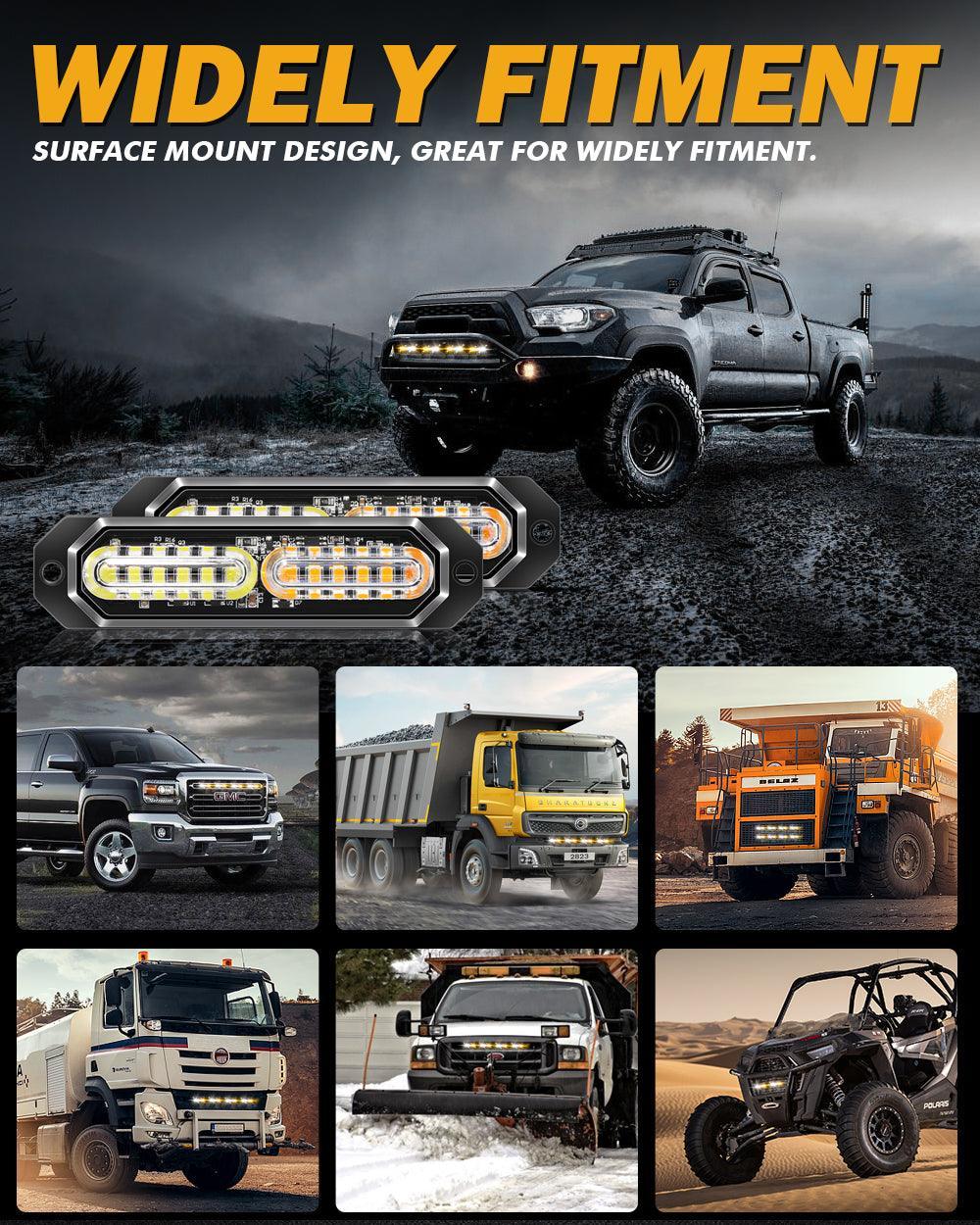 (4PSC/SET) 12LED Emergency Surface Mount Grill feu à éclats pour Trucks Vehicles ATV RV Cars Van – vue 5