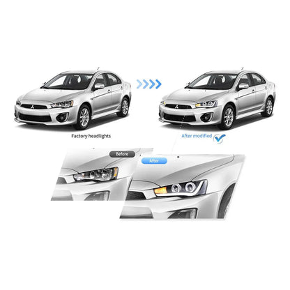 LED bloc optique avant Projector noir pour 2008–2017 Mitsubishi Lancer 9th Gen Evo X GSR 10th Gen (CZ4A) – vue 8 – NOVADOMIO